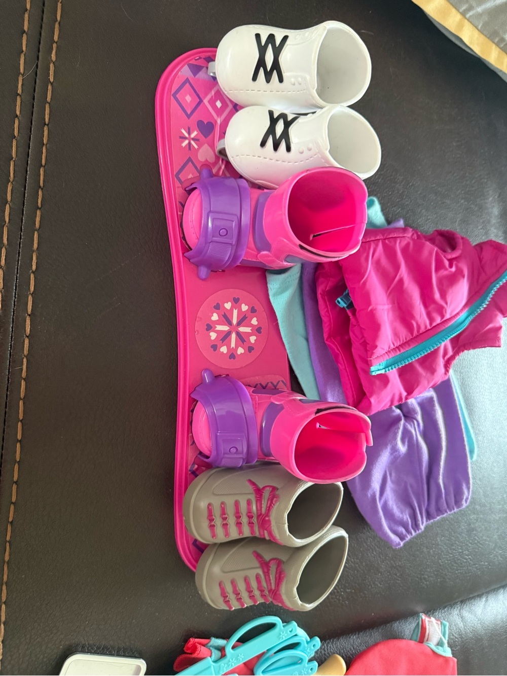 Pink Kids Snowboard with Matching Boots and Accessories